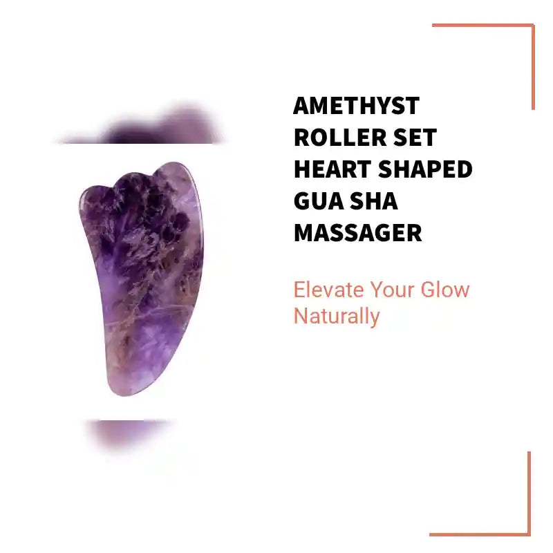 Amethyst Roller Set Heart Shaped Gua Sha Massager by@Outfy